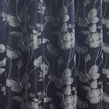 Meadows Lined Eyelet Jacquard Curtains 228cm x 183cm Navy Blue | Blue