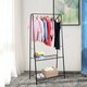 image 2 of HOMCOM Metal Clothes Rack Coat Garment Hanger Hallway Organiser Hanging Rail Stand 2-tier Shoe Shelving A Shaped 77L x 45W x 153H cm Black