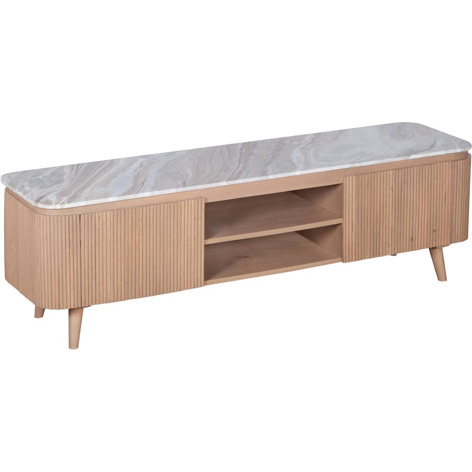 image 1 of Bundi Natural Marble & Wood Large Tv Cabinet Brown