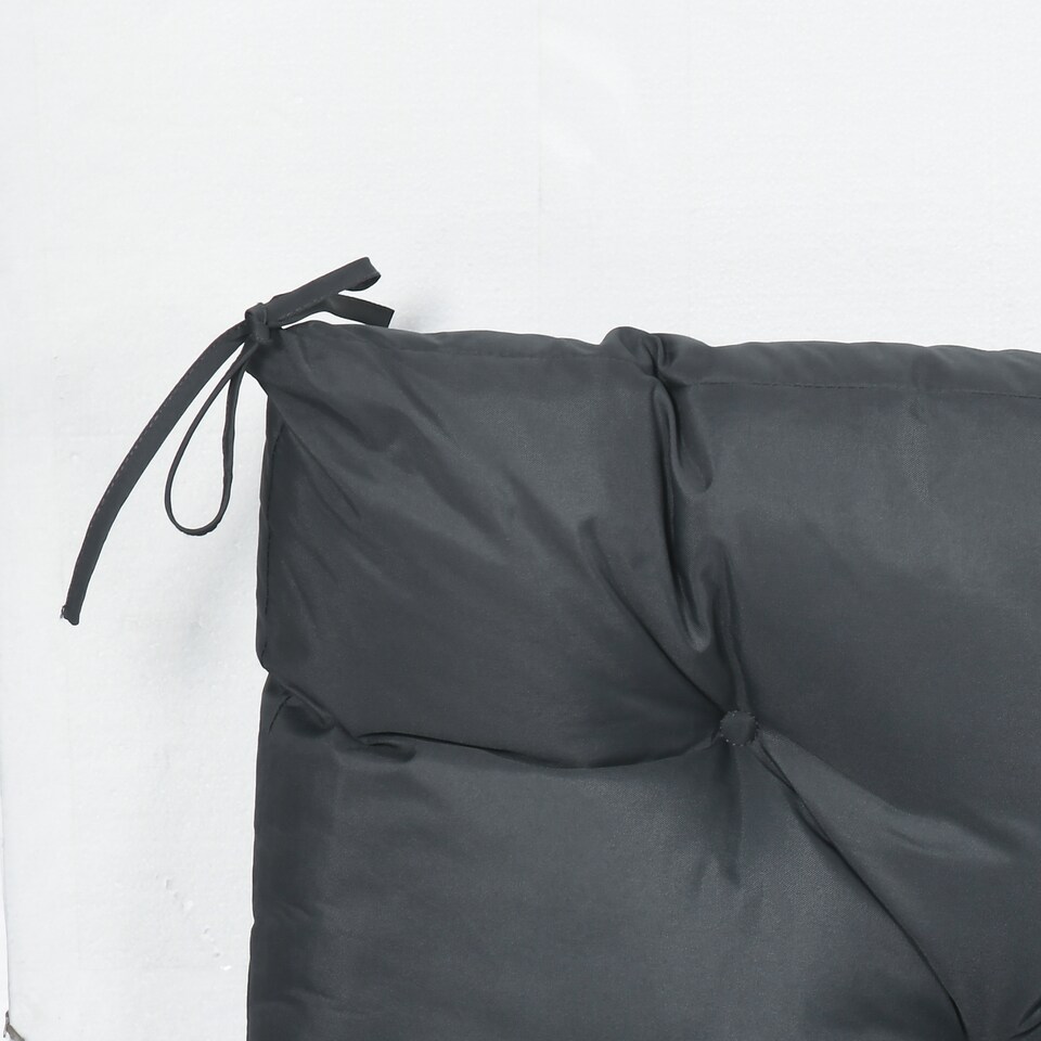 image 1 of Outsunny 2 Seater Garden Bench Cushion Outdoor Seat Pad with Ties | Grey | Dark Grey | 1