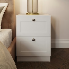 FWStyle Artus Shaker 2 Drawer Bedside Table Nightstand Matt White