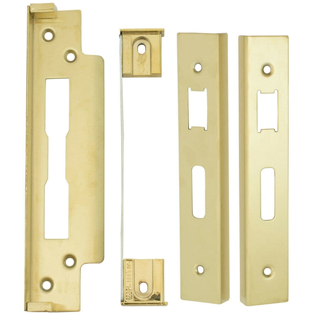 Loops Rebate Kit for BS Lever Sash Locks For Double Doors 13mm Stainless Brass in Metallics