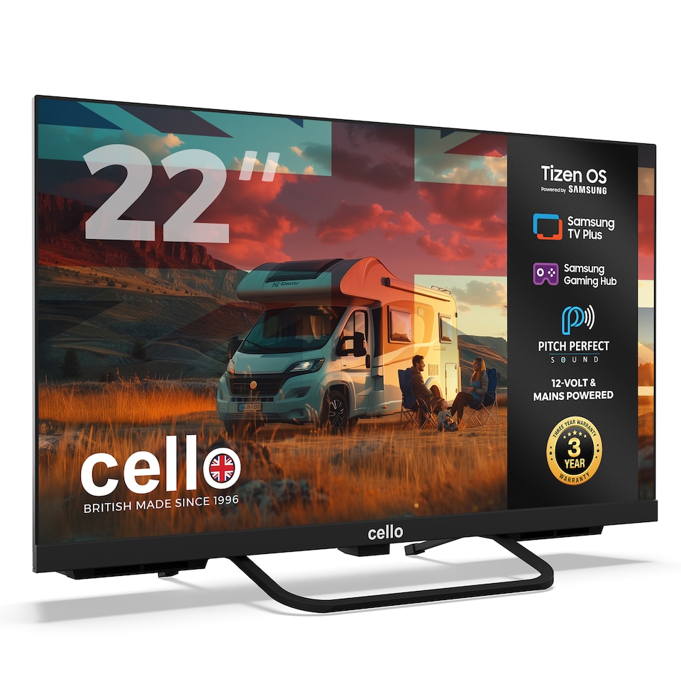 image 1 of Cello 22 inch Smart Samsung Plus 12-Volt Traveller TV with Pitch Perfect Speakers | Black | Black | 22" | 1