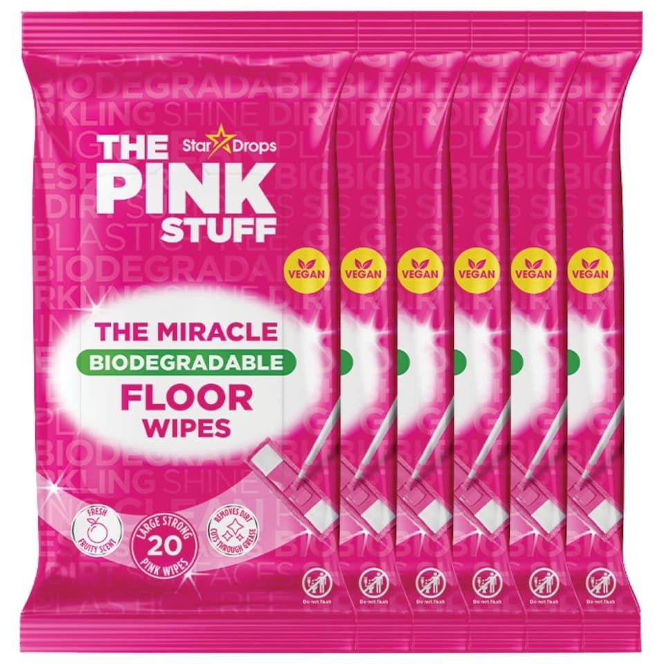 The Pink Stuff Miracle Biodegradable Floor Wipes 20 Sheets (Multipacks)