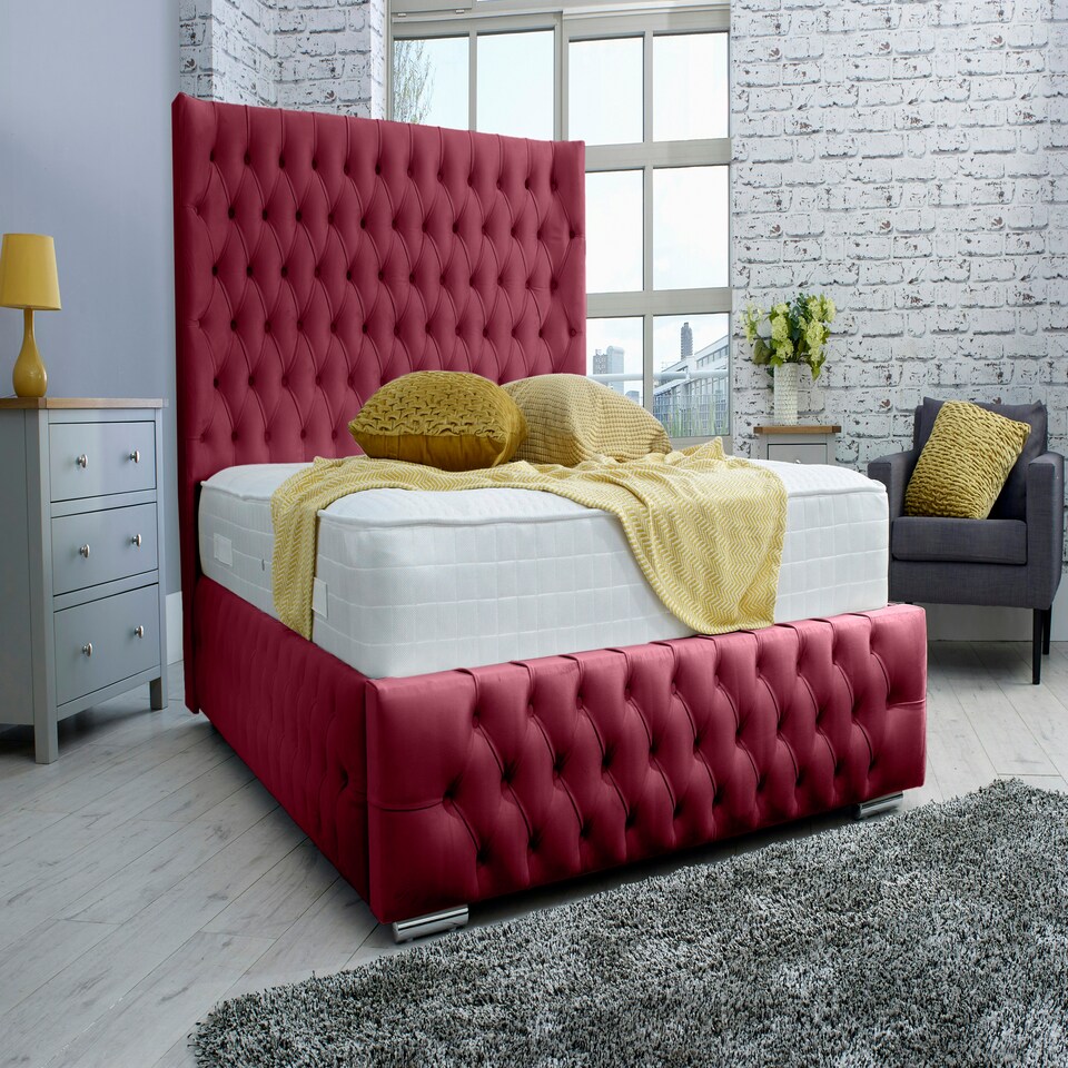 Dino Plush Superking Bed Frame - Maroon