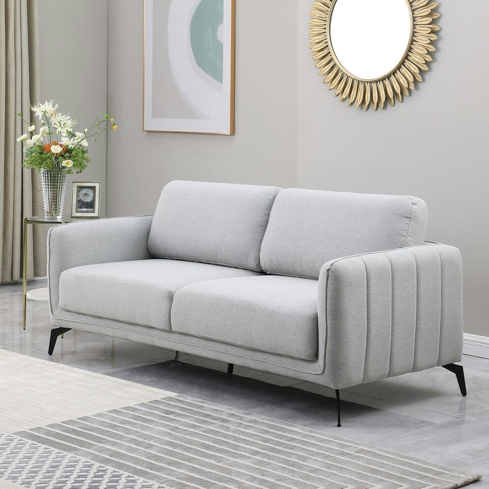 image 1 of Oslo Modern Scandi Style Fabric Living Room 3 Seater Sofa (Light Grey)