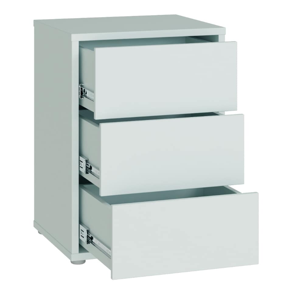 image 1 of Alice Springs Bedside Cabinet with 3 Drawers Push-to-Open in Light Grey