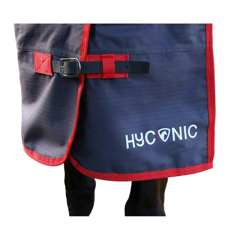 image 1 of HYCONIC No Fill Horse Turnout Rug - Charcoal/Red - 5´ 9"