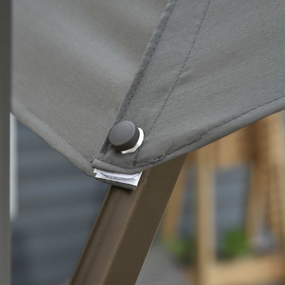 image 1 of Outsunny 3m Patio Offset Parasol Roma Umbrella Cantilever Hanging Sun Shade Canopy Shelter Tilt 360 Rotation with Aluminium Frame Hand Crank Cross Base, Dark Grey