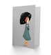 image 2 of Grey Weather Girl In Rain With Black Umbrella Art Card
