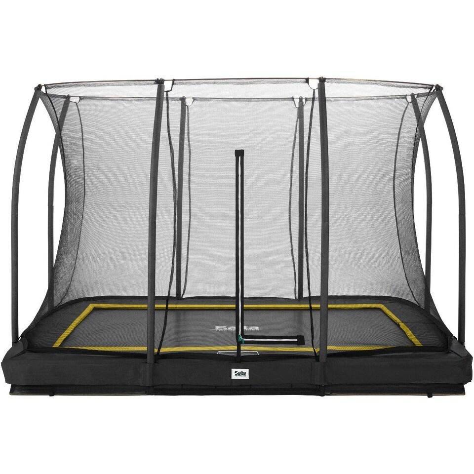 image 1 of 10ft x 7ft Salta Black Comfort Edition Inground Rectangular Trampoline with Enclosure