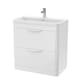 image 1 of Floor Standing 2 Drawer Vanity Unit with Polymarble Basin - 800mm - Gloss White White