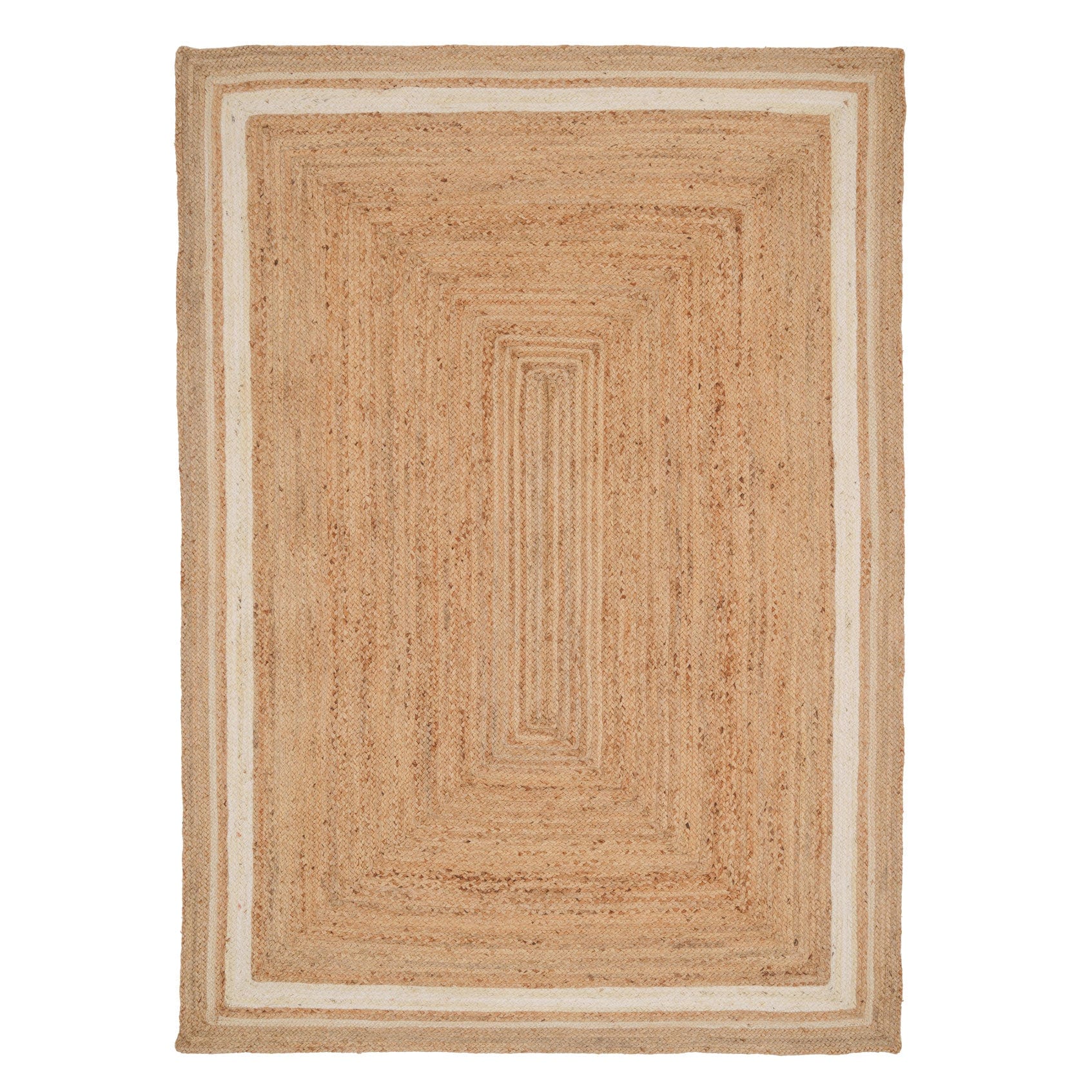 KUKOON Bordered Natural Handwoven Braided Jute Fireside Living Area Rug 160cm x 230cm