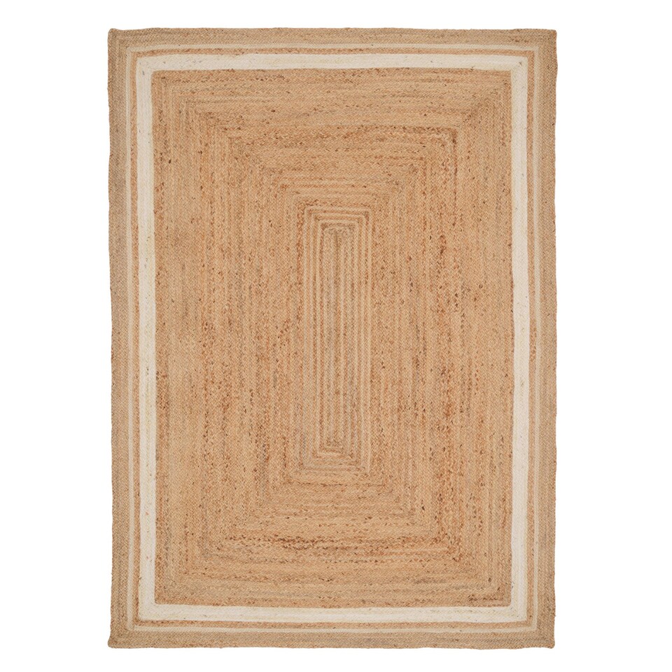 image 1 of KUKOON Bordered Natural Handwoven Braided Jute Fireside Living Area Rug 160cm x 230cm
