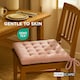 image 3 of Homescapes Set of 4 Seat Pad Cushion Luxury Cotton Velvet Indoor Outdoor Garden, 40 x 40cm Pink