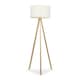 image 4 of ValueLights Barbro Wood Tripod Floor Lamp Cream Boucle Shade & Bulb