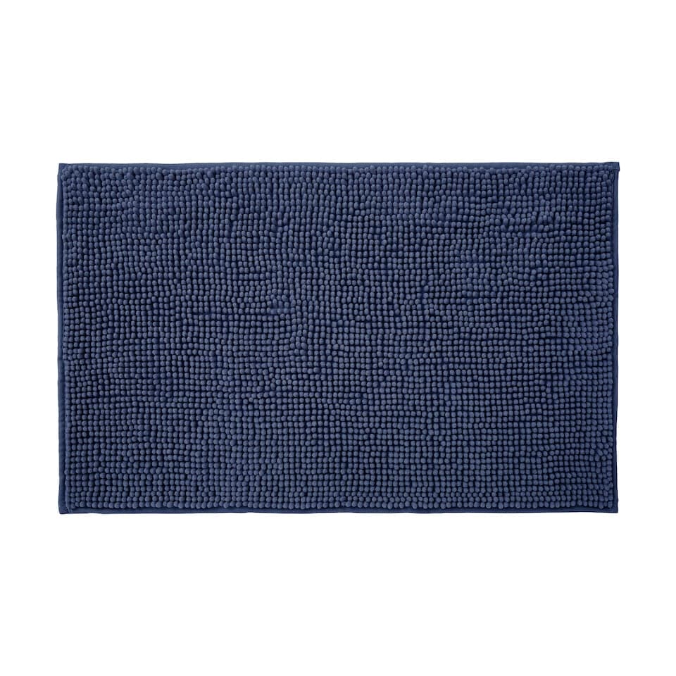 image 1 of Chenille Bobble Bath Mat Non-Slip 60 x 90cm - Navy Blue