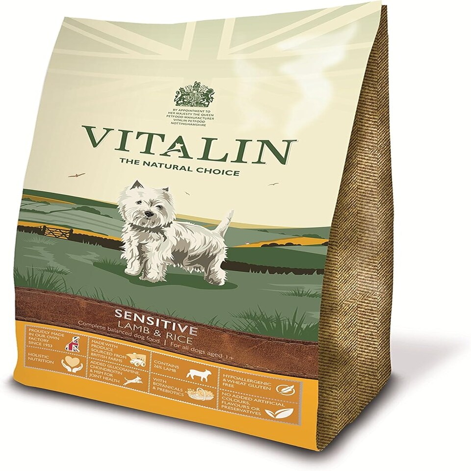 Vitalin Sensitive Complete Dry Dog Food Lamb and Rice, 12 kg