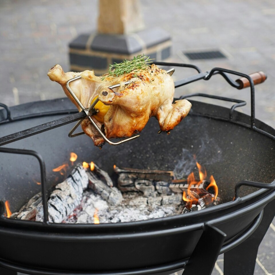 image 1 of Outdoor Metal Kendal Firebowl on Stand in Black