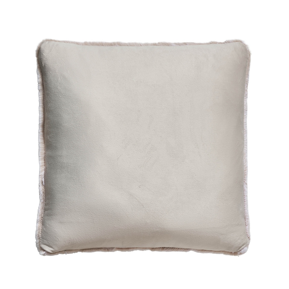 image 1 of BHS Faux Fur Stripe Cut Cushion | Cream | Natural | One Size | 1
