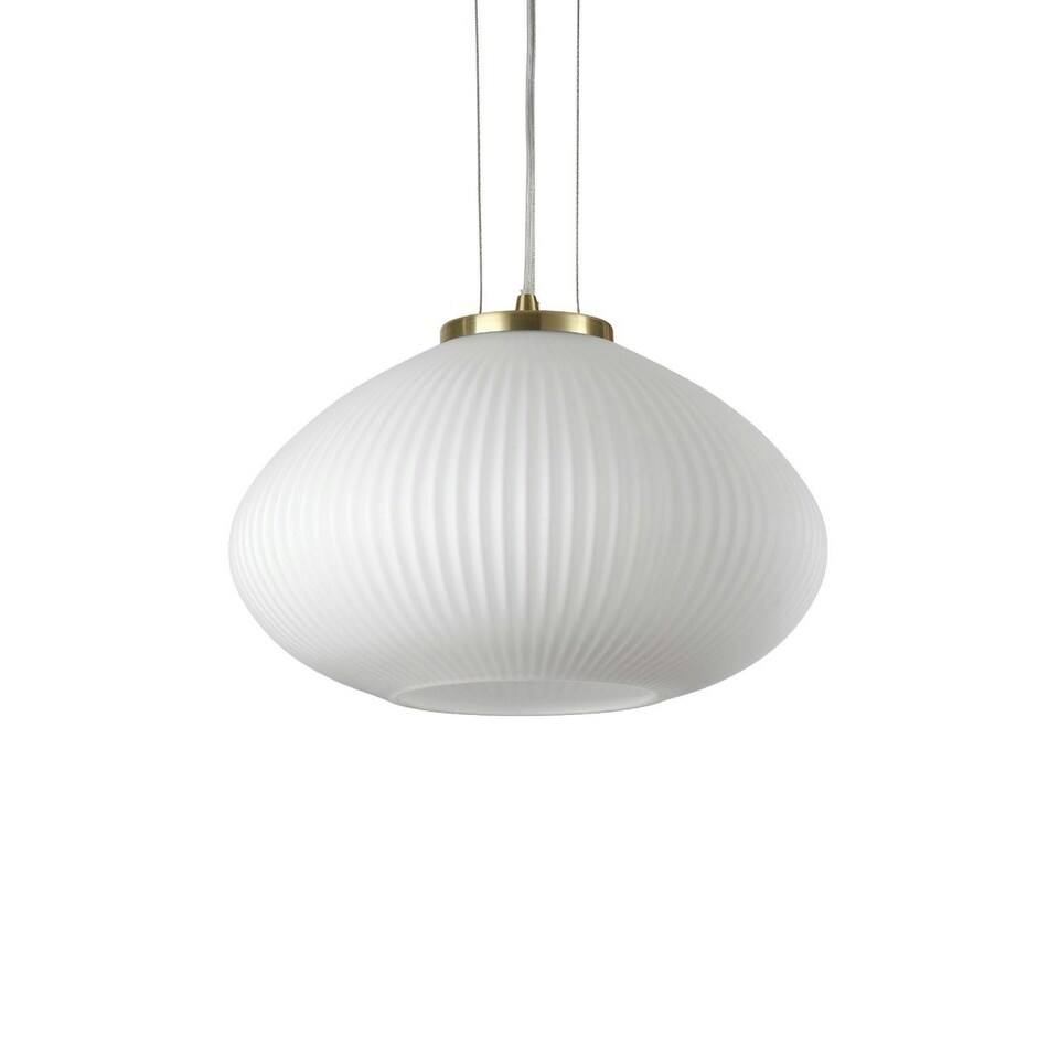 image 1 of Plisse Globe Dome Pendant Ceiling Light Brass 35cm