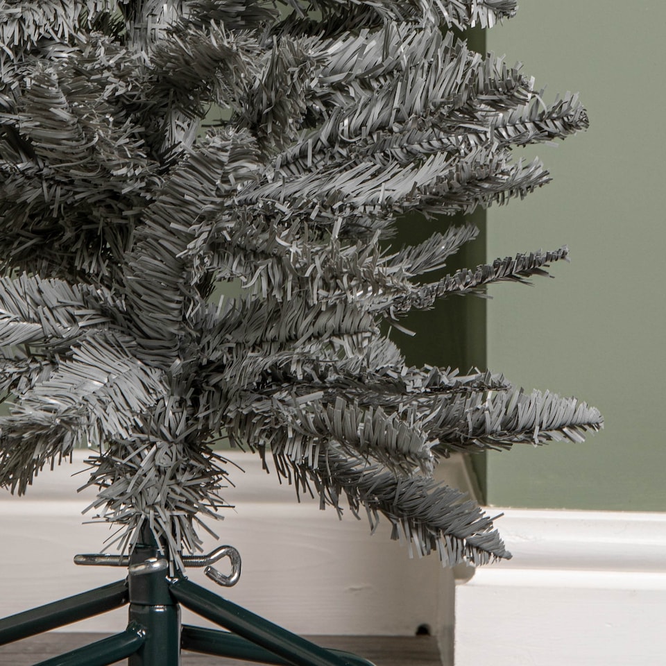 image 1 of 4ft (1.2m) Grey Artificial Pencil Christmas Tree With Green Metal Stand and 168 Tips