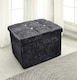 image 1 of Home Republic Crushed Velvet Storage Ottoman - 38cm X 38cm Foldable | Grey