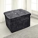 image 1 of Home Republic Crushed Velvet Storage Ottoman - 38cm X 38cm Foldable Grey