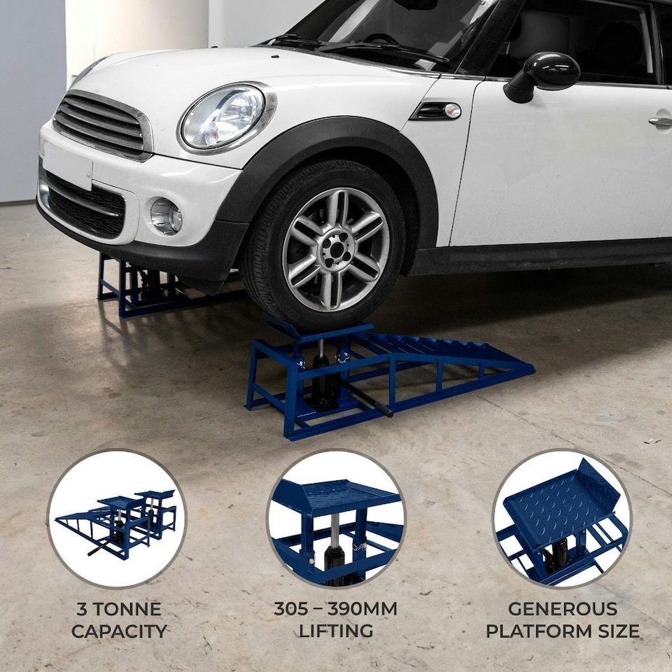image 1 of Hydraulic Car Ramps - 3 Tonne Blue