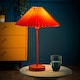 image 3 of ValueLights Akira Burnt Orange Pleat Shade Side Table Lamp & Bulb | Orange