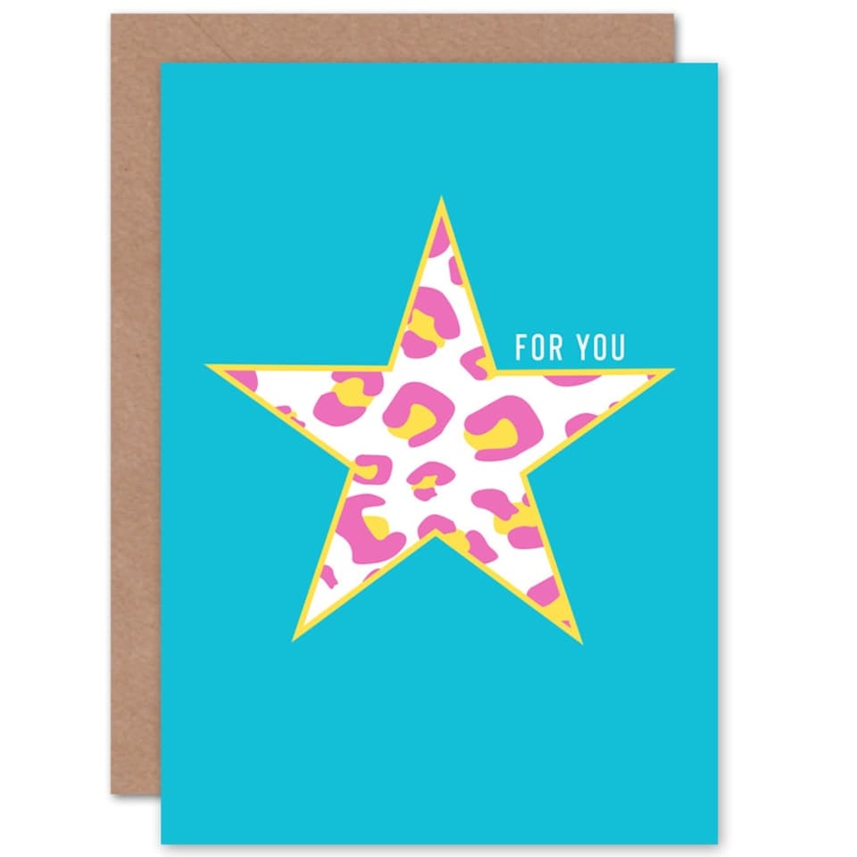 image 1 of Star For You Bright Leopard Pattern For Her Congratulations Card