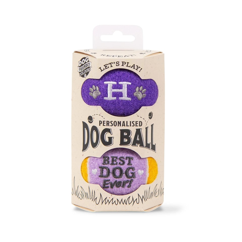 image 1 of Pre-Personalised Dog Ball Gift Pack 2pcs Purple H