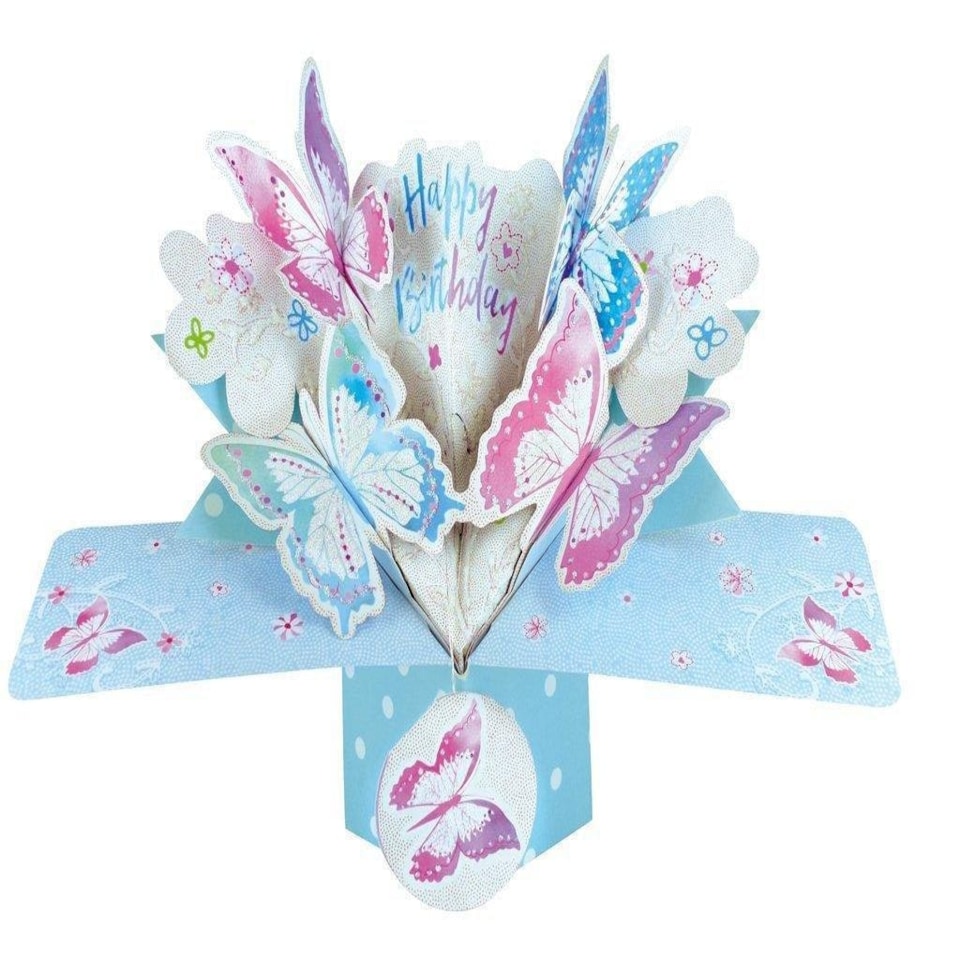 image 1 of Second Nature Pop Ups Birthday Pop Up Card with "Happy Birthday" Lettering and Butterflies