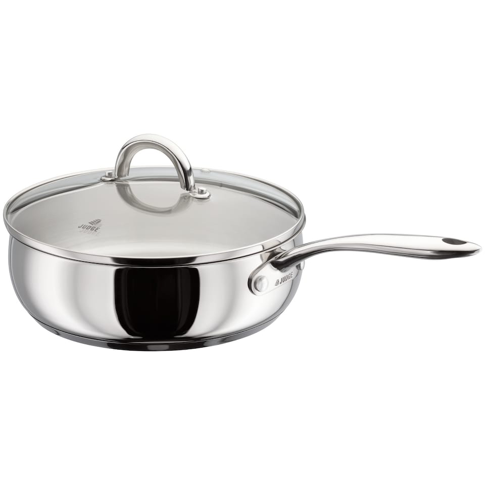image 1 of Judge Classic Stainless Steel Saute Pan with Glass Lid 24cm