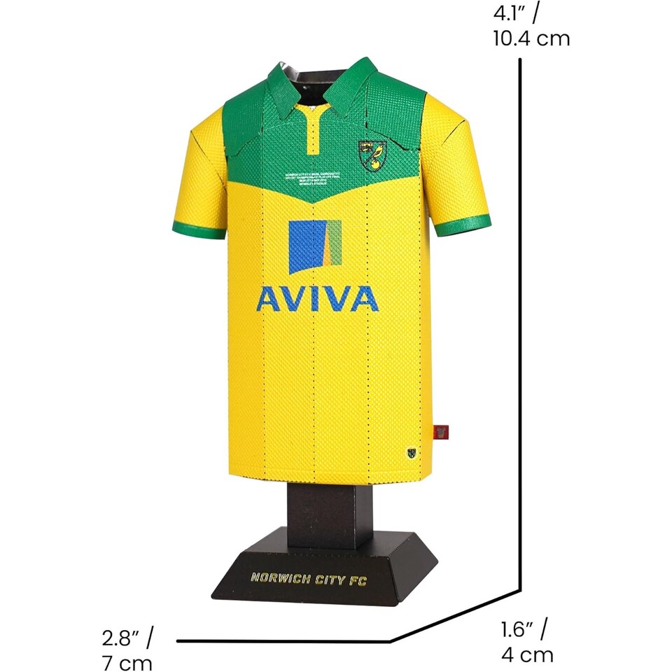 image 1 of RadStuff Metal Alloy Football Shirt - Retro Norwich City 2015 Play Off Final Shirt