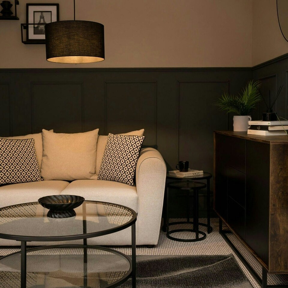 image 1 of ValueLights Reni Medium Black Fabric Pendant Shade