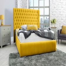 Terra Plush Small Double Bed Frame - Mustard Gold