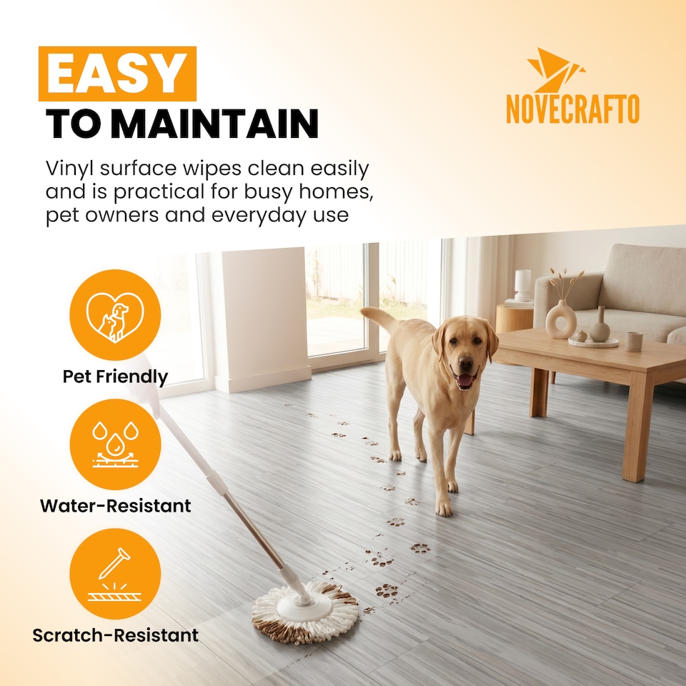 image 1 of Self Adhesive Floor Planks | 36x5.98in (91.4x15.2cm) Each | Peel & Stick Vinyl Flooring | Slatewood Flow Effect | Waterproof Tiles for Home DIY Floors | Brown | 1.39 sqm