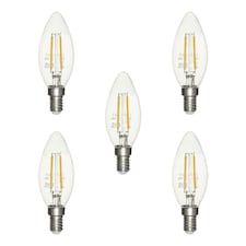 BHS 5 Pack of 4 Watt LED Vintage Style SES E14 Candle Light Bulb | Clear | Cool White | 5