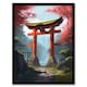 image 1 of Torii Gate Leading Shinto Shrine Forest Red Black Framed Wall Art Print A4