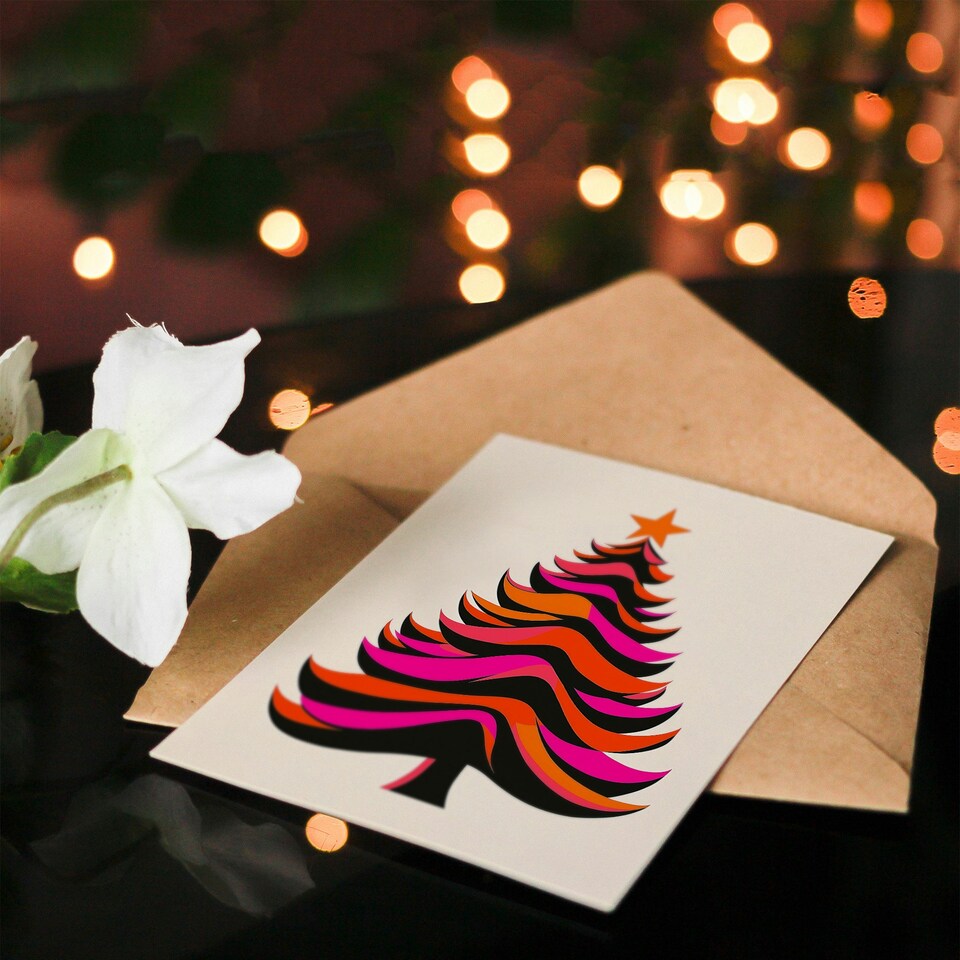 image 1 of Vibrant Tree Orange Pink Fuchsia Fun Xmas For Mum Christmas Card