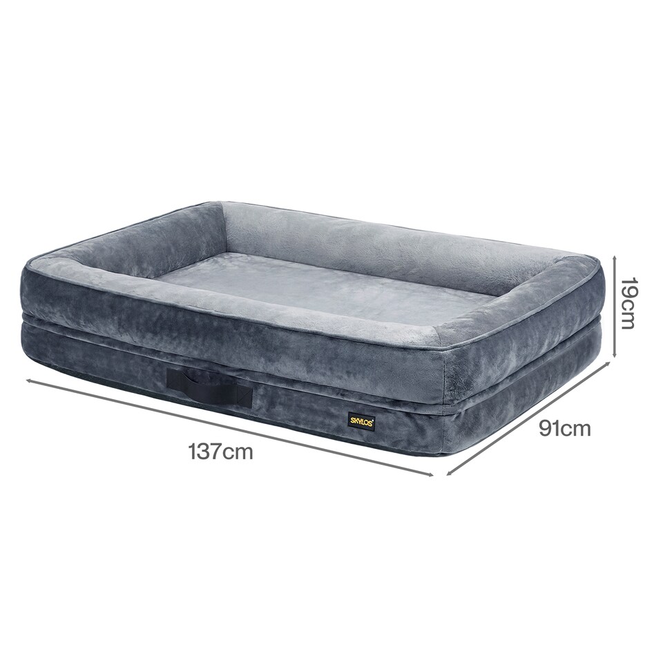 image 1 of Skylos Dog Bed Orthopedic Dog Bed 4.0in Egg Crate Foam Flannel Grey