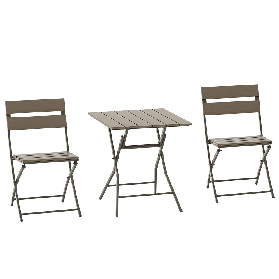 image 1 of Outsunny 3 PCS Foldable Garden Bistro Set Folding Table And Chairs Set, Grey