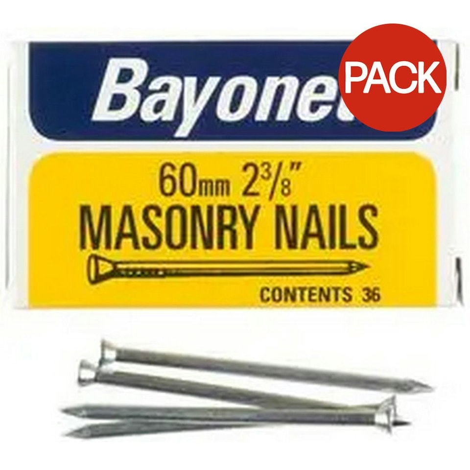 image 1 of Bayonet Zinc Plated Masonry Nails (Pack of 36) - Silver - 75mm