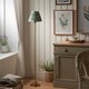 image 3 of Burley Rechargeable Brushed Aged Brass Plate Floor Lamp with Cotswold Green Fabric Zigzag Shade 25cm Integrated LED