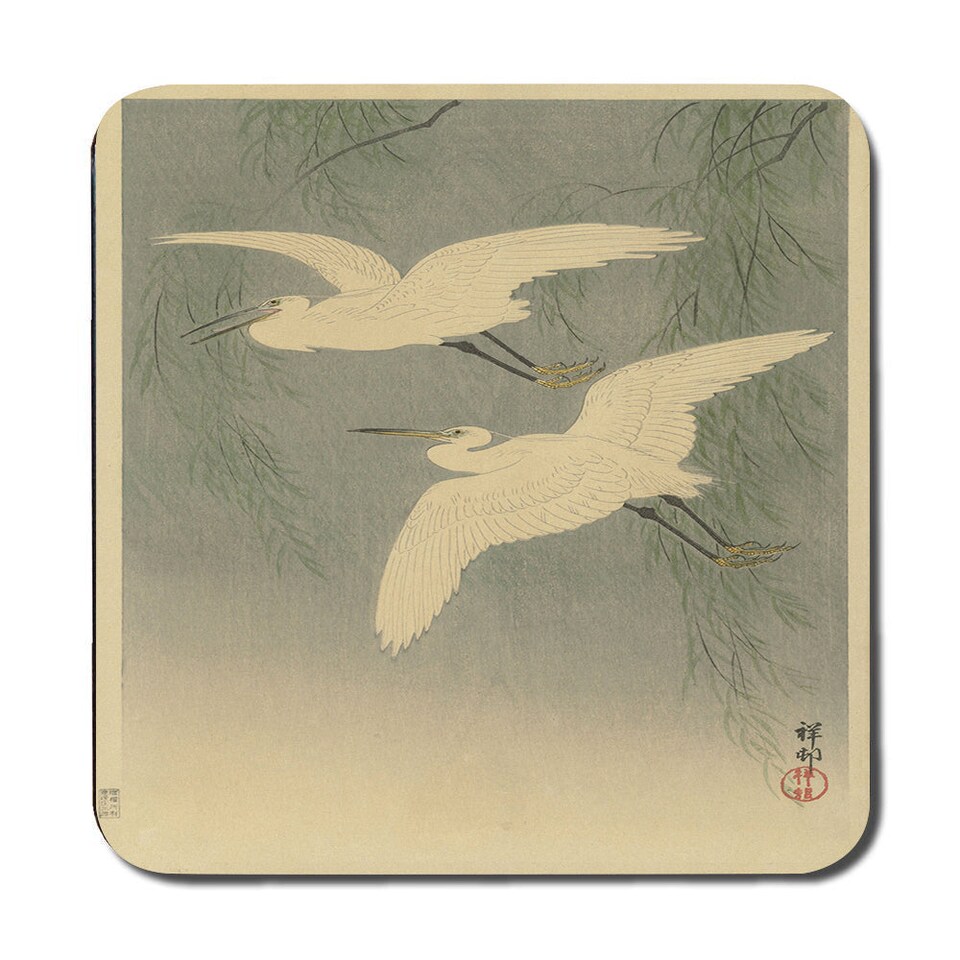 image 1 of Set Of 12 Placemats And Coasters With Designer Artwork And Wood Bottom