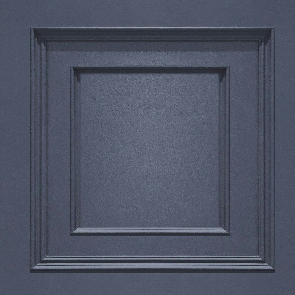 image 1 of Belgravia Amara Wood Panel Vinyl Textured Wallpaper - Dark Blue - 10m x 53cm Blue