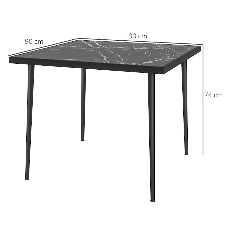 image 1 of Outsunny Outdoor Dining Table for 4 with Marble Effect Tempered Glass Top White