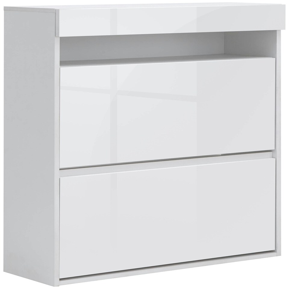 image 1 of GFW Galicia Wall Hanging Two Tier Shoe Cabinet - White