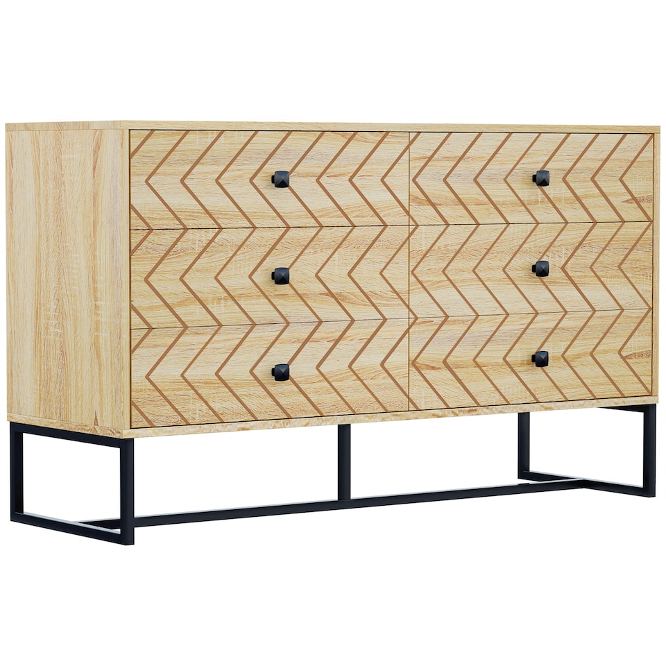 image 1 of HOMCOM Chest Of 6 Drawers Storage Unit 71x120cm Unique Zigzag Design